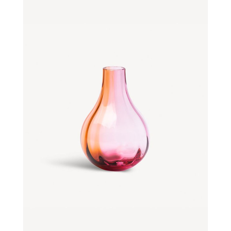 Iris Handmade Glass Table Vase, Pink/Amber
