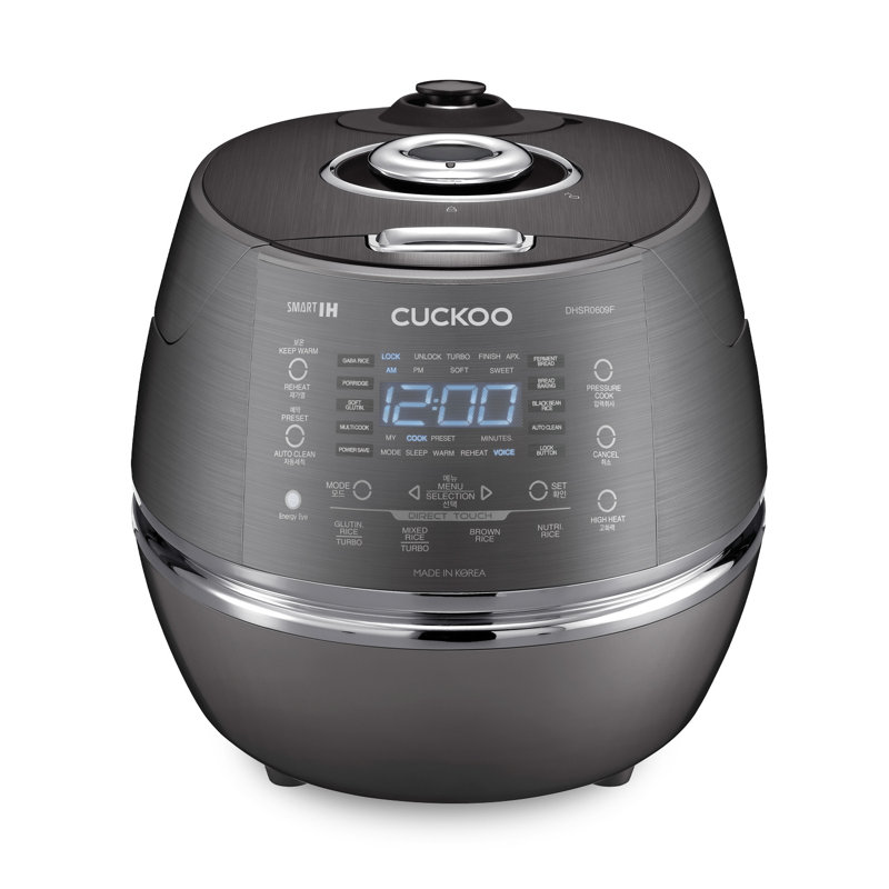 CUCKOO 6-Cup Induction Heating Pressure Rice Cooker with Nonstick Inner Pot, 21 Menu Modes, Fuzzy Logic Tech, 3 Voice Guide, Auto Clean (Dark Grey) CRP-DHSR0609FD