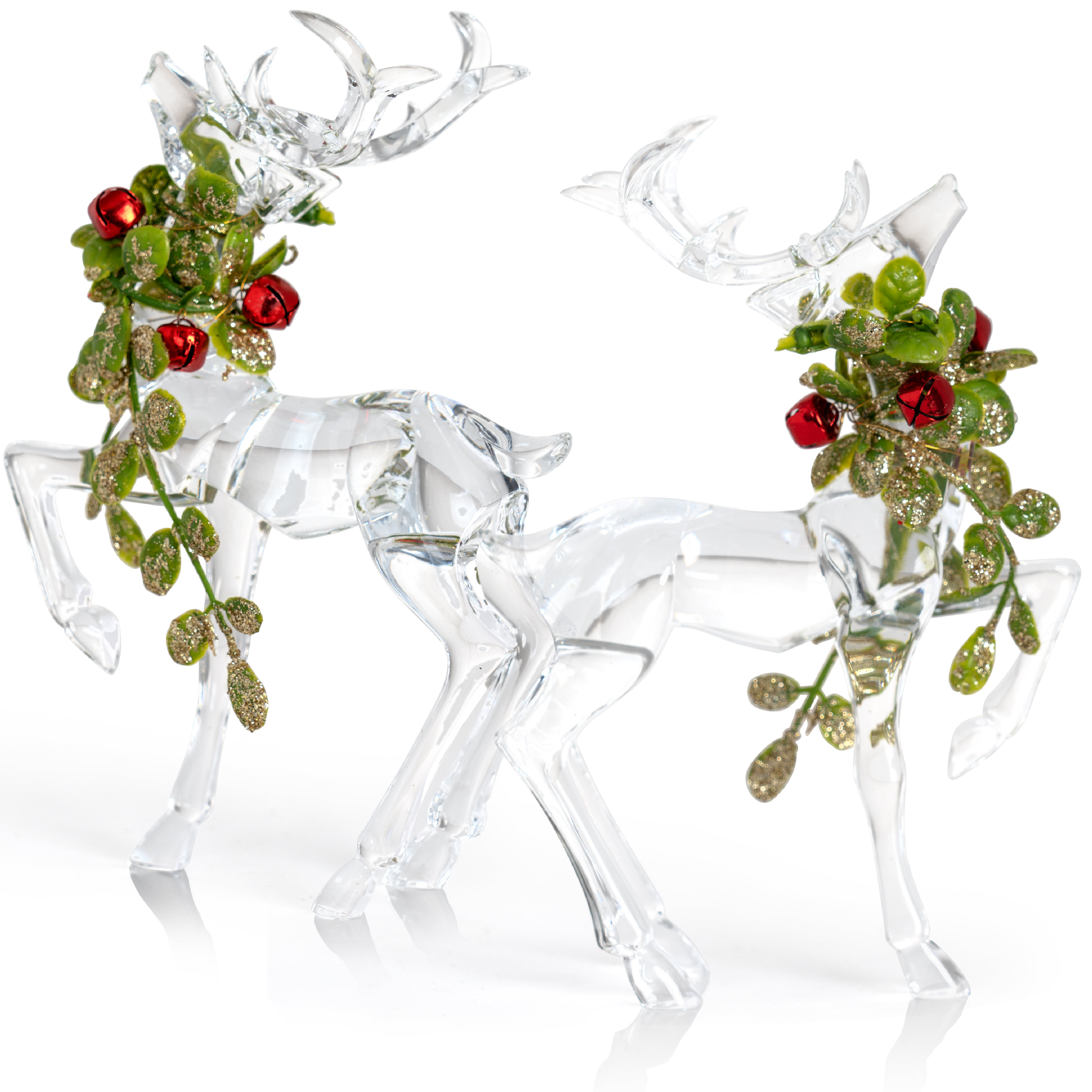 CHRISTMAS ACRYLIC IRID STANDING SITTING DEER SET OF 2 main image 1