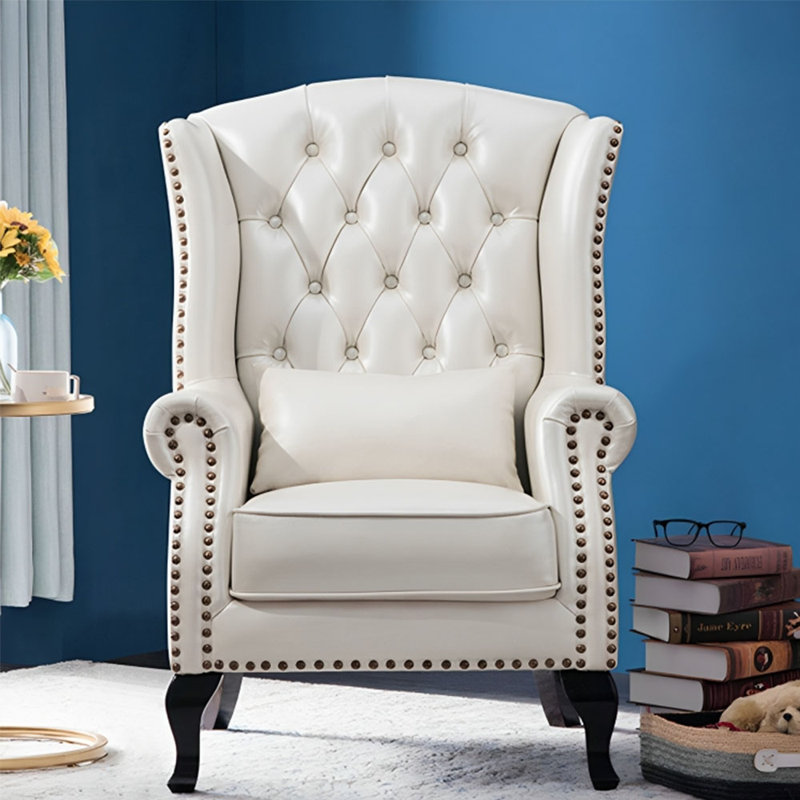 Tekenya Upholstered Accent Chair, Geena Beige Faux Leather