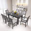 9-Piece Rustic Extendable 84'' Dining Table Set With 24'' Removable Leaf, Black Solid Wood Table Set With 6 Upholstered Armless Dining Chairs And 2 Padded Arm Chairs For Dining Room, Living Room-1067526116