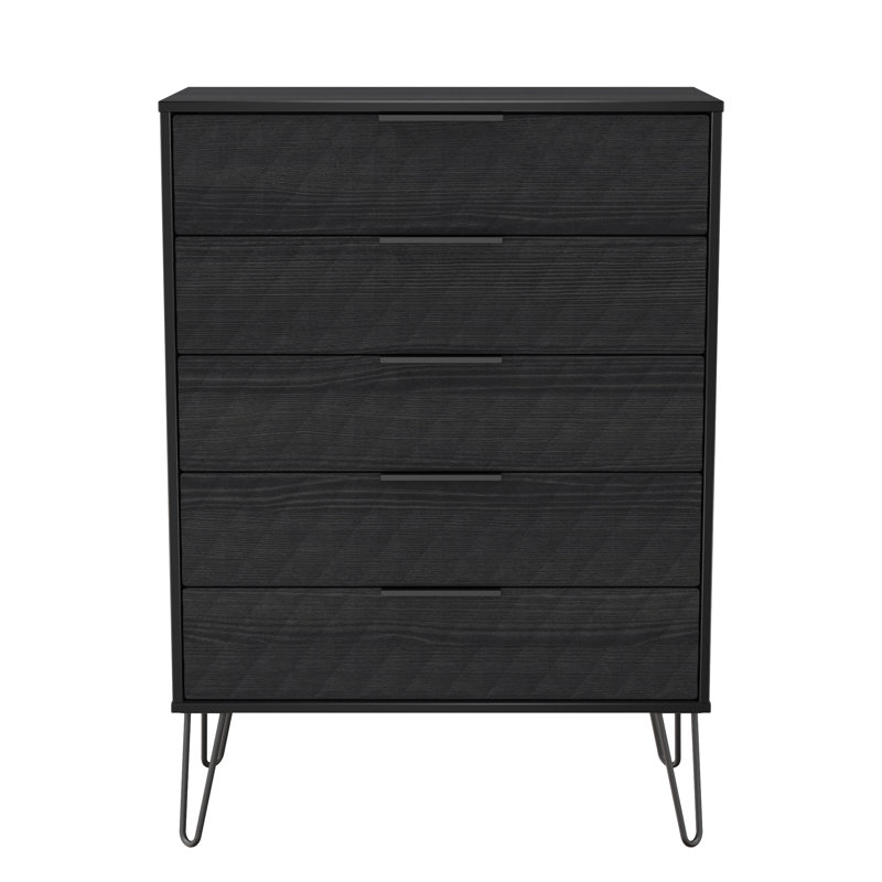 Talita 77cm W 5 - Drawer Chest of Drawers, Black