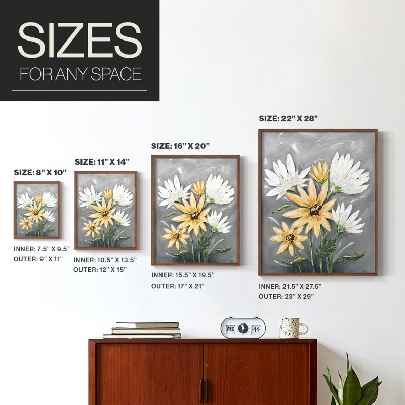 Summer Daisies I, reproduction encadrée - bois massif, Brun, H 20 po x l 16 po