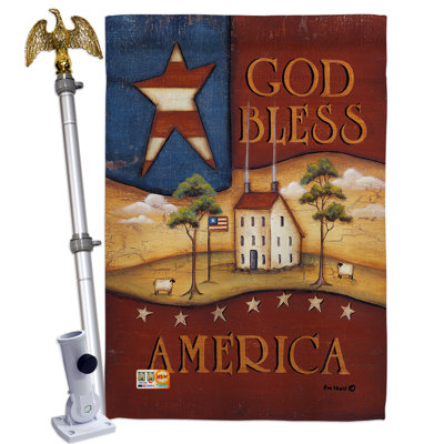 Double Sided 40'' H x 28'' W Polyester Independence Day Flag Set