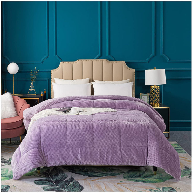  Édredon réversible en microfibre super doux et moelleux Sherpa, lavable à la machine, Édredon simple, Mauve