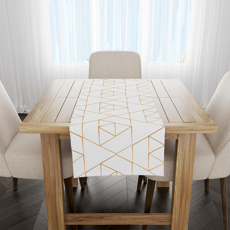 Minehead Geometric Table Runner, White