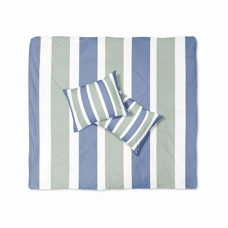 Striped Polyester Duvet Cover, Queen Duvet Cover + 2 Standard Shams