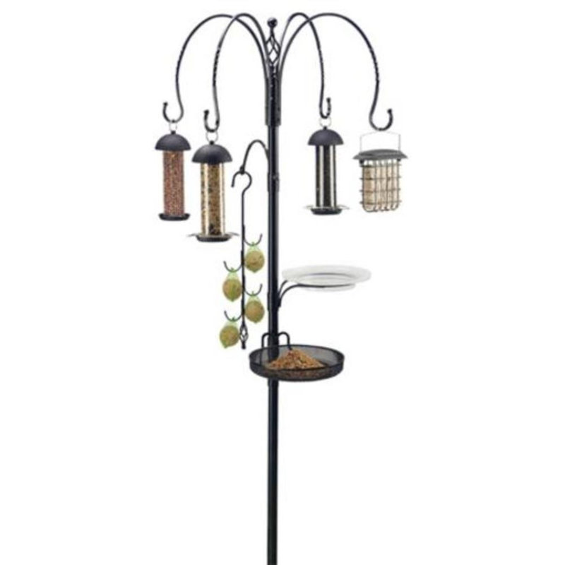 Black Heavy Duty Metal Multi-Bird Feeding Station Kit
