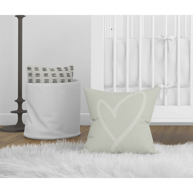 Coussin Love, Vert clair géométrique, H 26 po x l 26 po