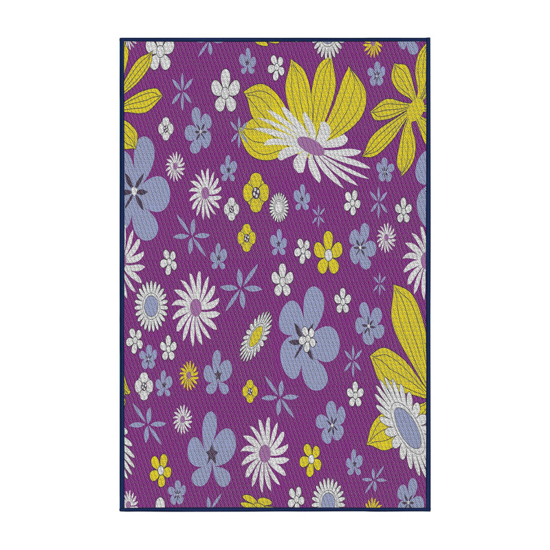 Tapis mauve à motif floral Shakir, Rectangle 5 pi x 7 pi