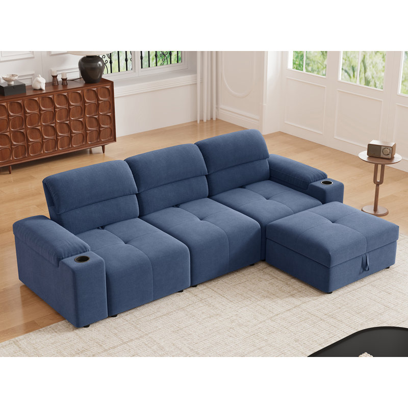 Canapé modulaire en L Upholstered Furniture, Polyester bleu