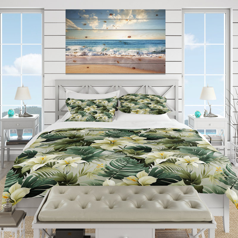 Subdued Tropics Tropical Pattern - Ensemble de housse de couette tropical, Housse de couette simple + 1 taie décorative stan