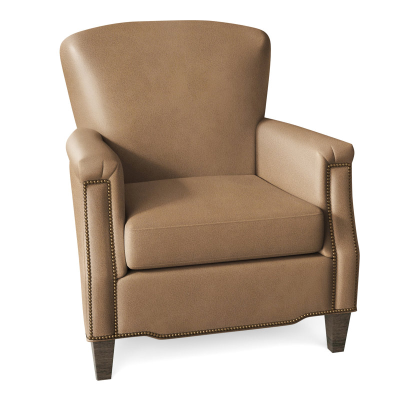 Vincent Armchair, French Natural, Aline Fumo Genuine Leather, Cobblestone