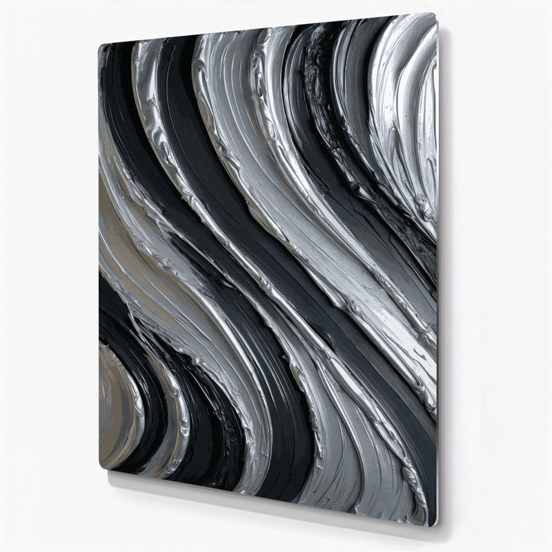 Art mural en métal gris argenté diagonal, H 14 po x l 11 po