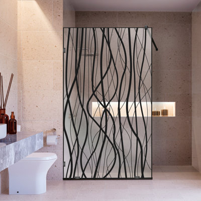 43-1/2 In W x 75 In H Industrial Style Frameless Glass Shower Silk Screen