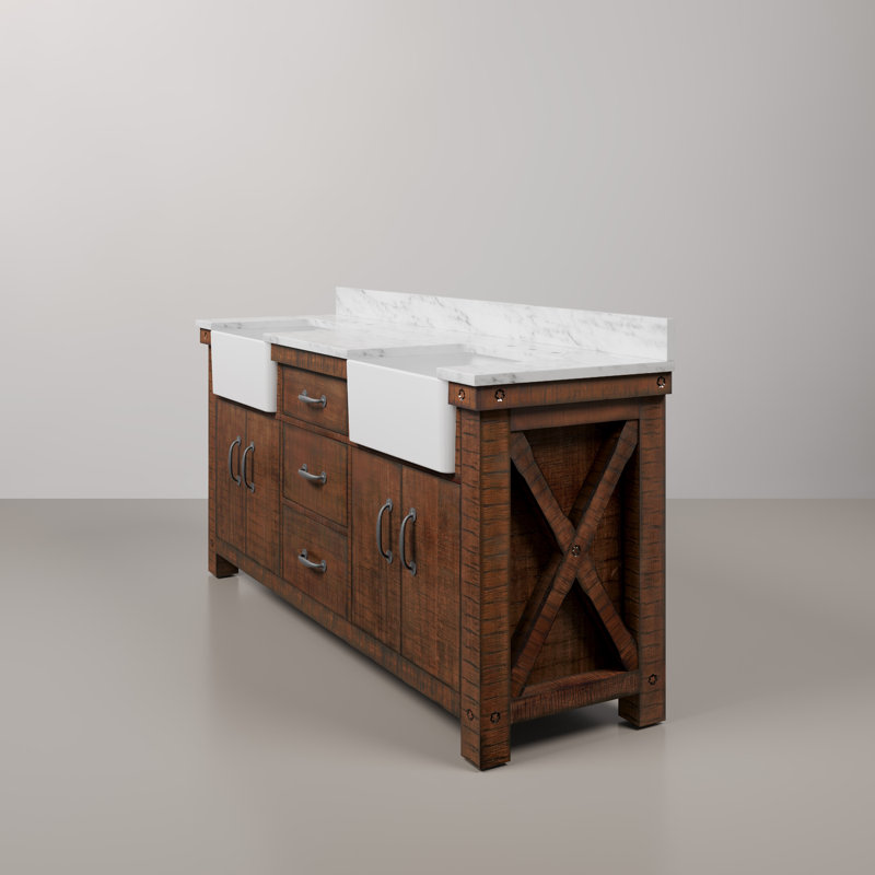 Paisley 72'' W Double Vanity, Rustic Sienna, No