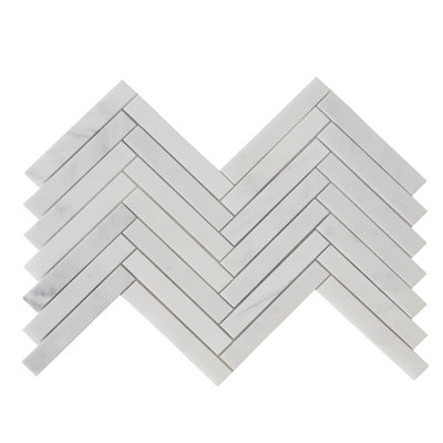 Carreau de mosaïque de marbre et de marbre oriental blanc poli à chevrons 17 po x 10 po Oriental (5,67 pieds carrés / boîte)