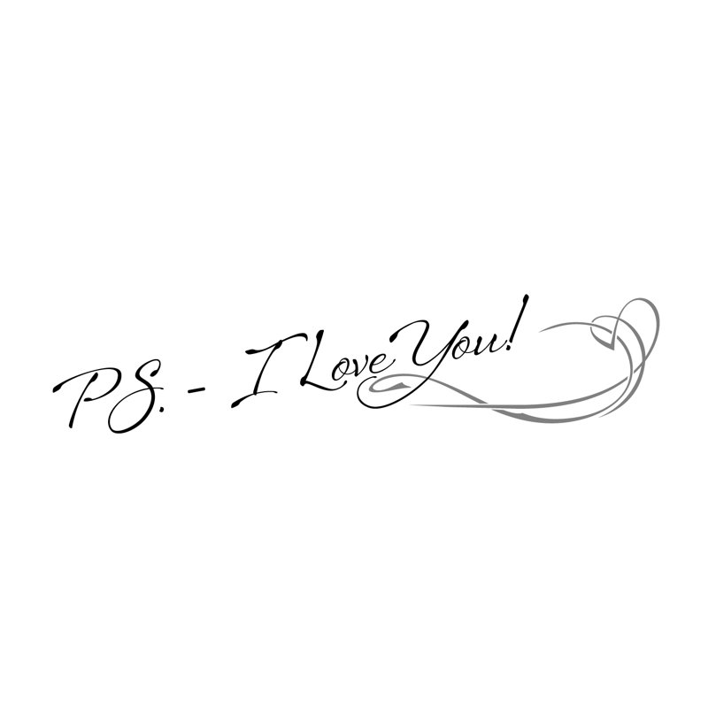 Ps.-i love you ! décalcomanie murale, Noir / brume argentée