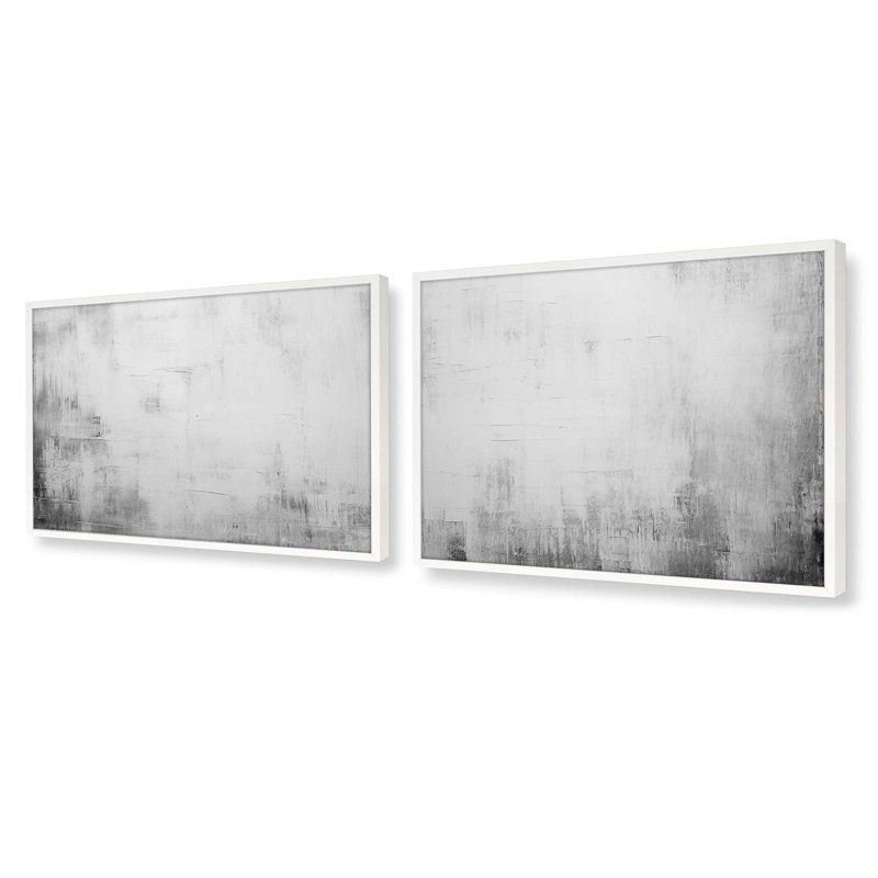 Ensemble de 2 impressions blanches silencieuses dans un cadre brossé, x 16 po, Blanc opaque, H 19 po x l 50 po