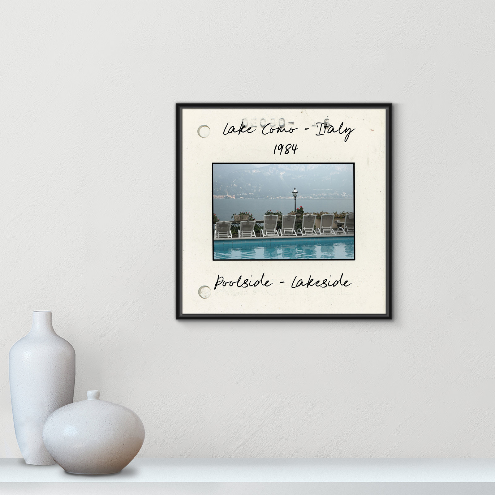 Travel Slide Collection "Lake Como, Italy" Print, Black Floater Framed Canvas, 25.5" H x 25.5" W x 2" D