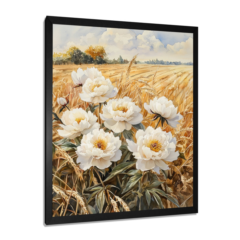 Bateman - Floral Canvas Wall Art, Noir, Reproduction encadrée sans passe-partout, H 20 po x l 12 po