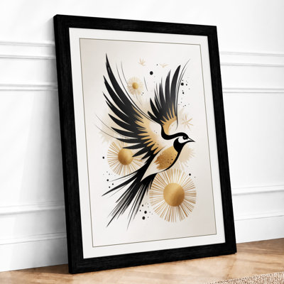 Wings Extended in Gold Japandi 1 Piece Single Picture Frame Wall Art