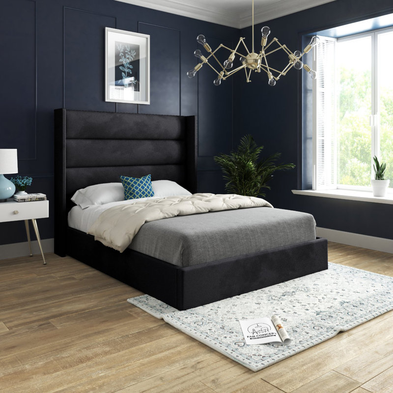 Antoan Upholstered Bed, Black, Small Single (2'6)