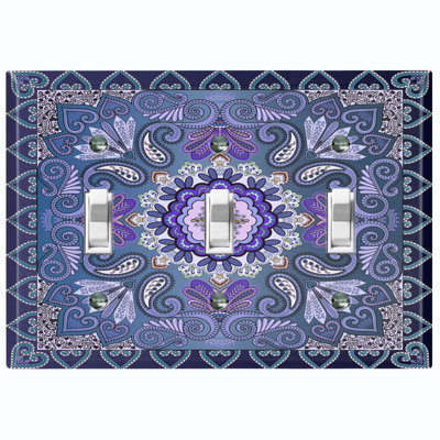 Patterned 3 - Gang Toggle Light Switch Standard Wall Plate