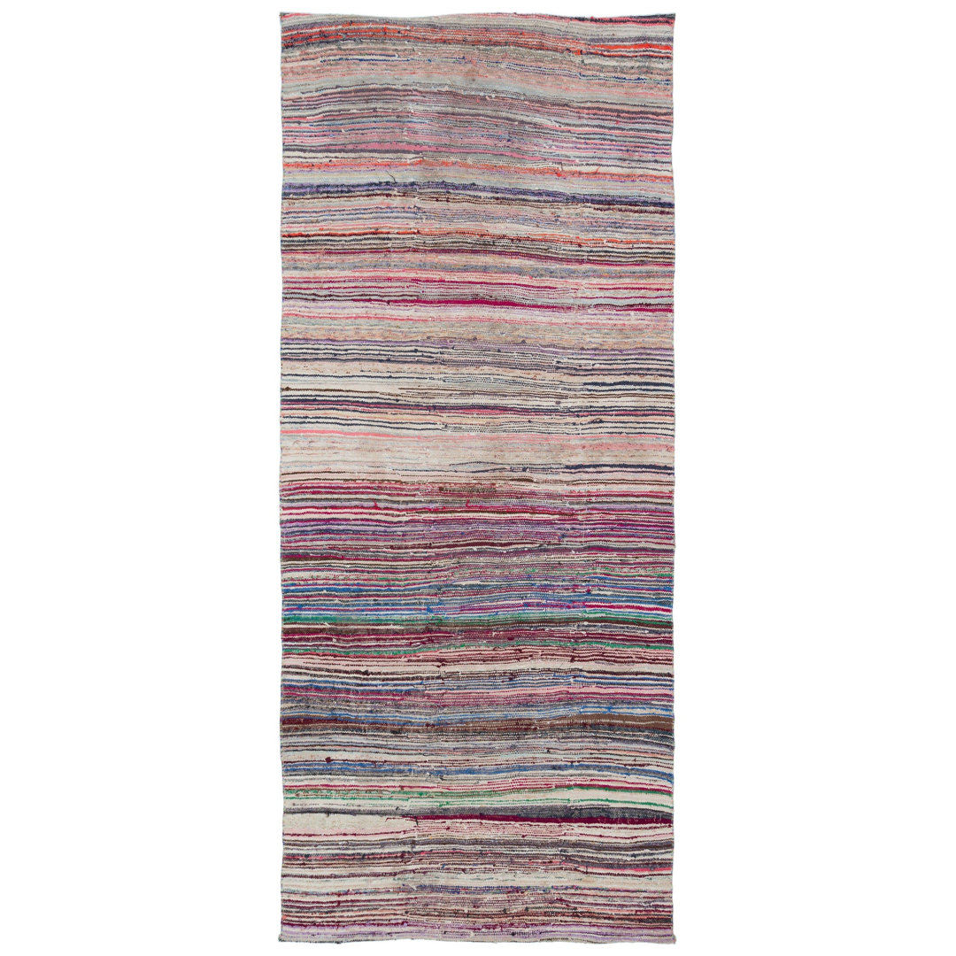 Girit Beige Striped Wool Handmade Area Rug
