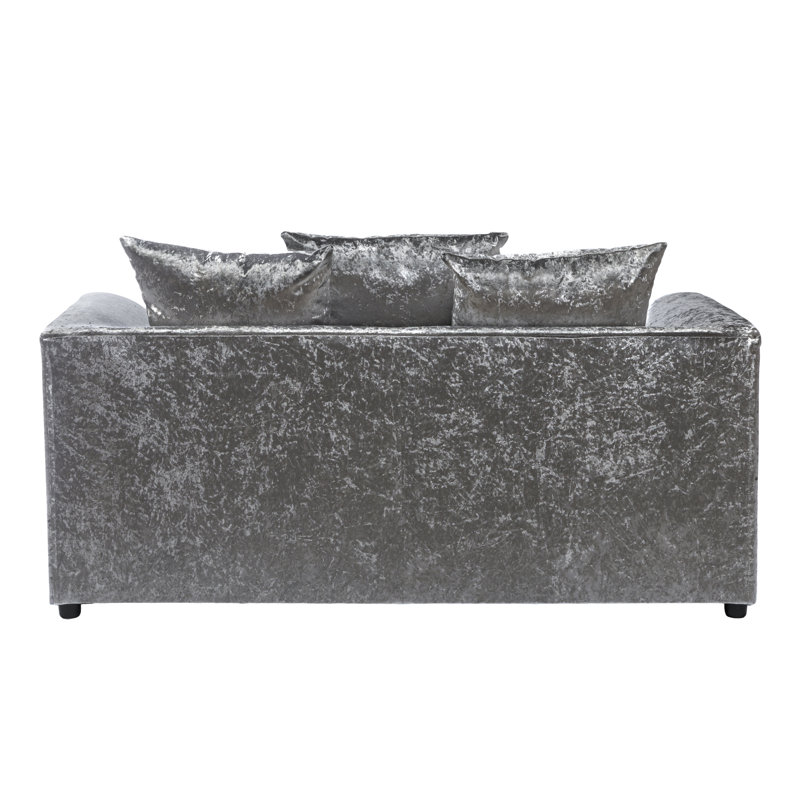 Romelia 2 Seater Velvet Loveseat, Silver