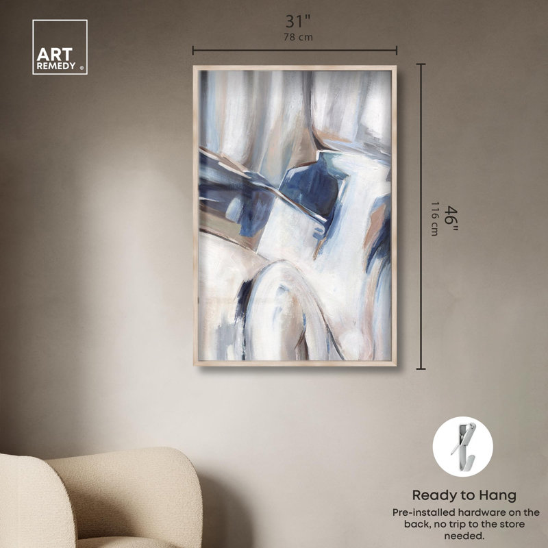 «Deep Influence Shadowbox Print Earthy» par Art Remedy, H 46 po x l 31 po, Crème, crème