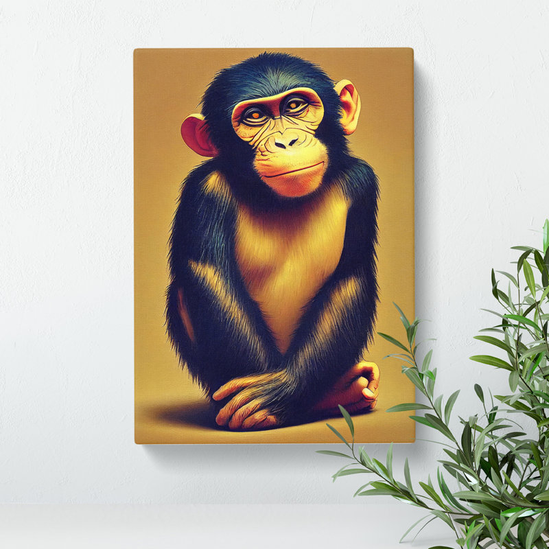 Young Monkey No.2 - Wrapped Canvas, 50cm H x 35cm W x 3cm D