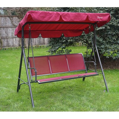 Belle Outdoor Patio Swing Chair w/PVC-coated polyester Breathable 3-Person Armrest Seat, Canopy Porch Swing -  Kozyard, KZSW3108R