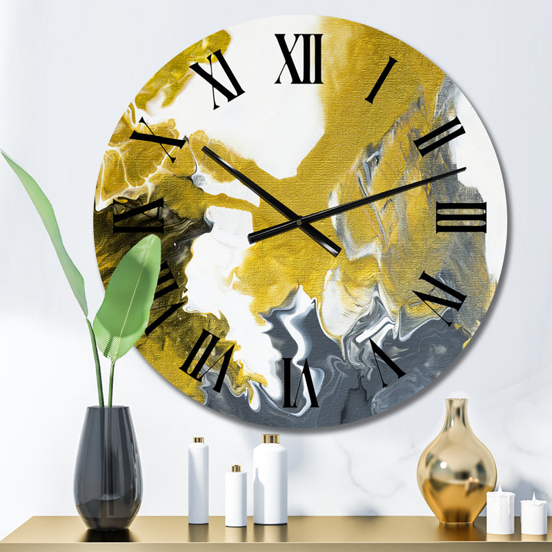 Horloge murale moderne en marbre vert et gris, Surdimensionné