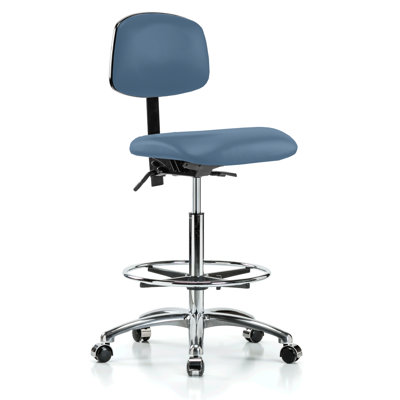 Fauteuil de laboratoire en chrome avec anneau de pied PERCH | Hauteur du banc élevé: 26,25 à 36 po