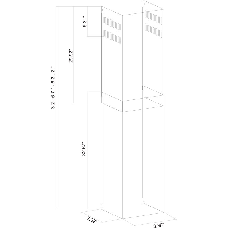 Winflo Range Hood Chimney Extension, Black