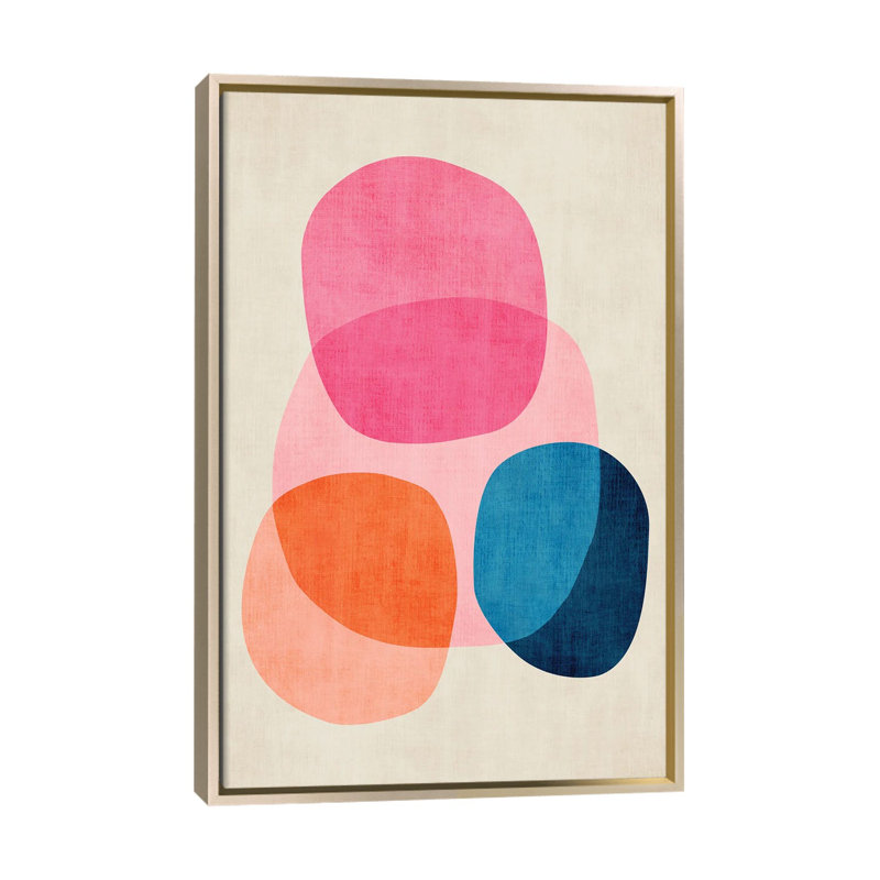 «Simple Shapes Pink Orange Blue», reproduction d'art sur toile encadrée, H 26 po x l 18 po, Champagne