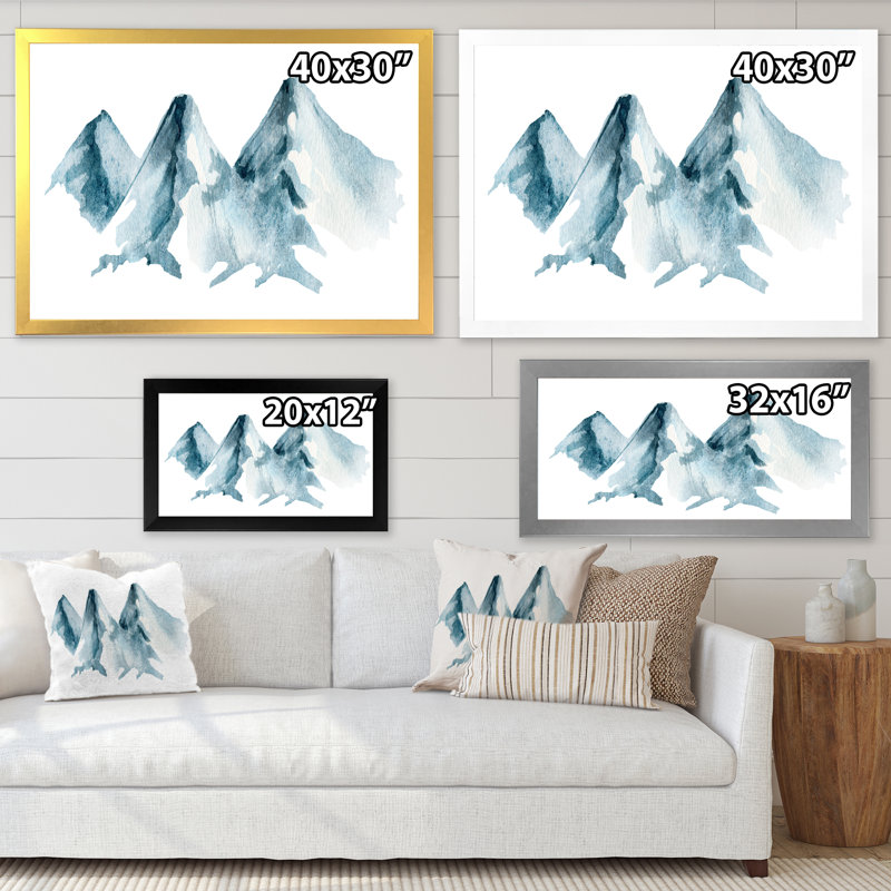 «Blue High Mountain Range II», reproduction sur toile, Toile avec cadre de coin noir fermé, H 30 po x l 40 po