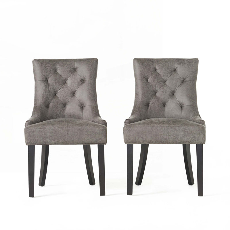 1'' H Tufted Upholstered Side Chair, Slate