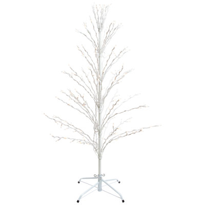 White Lighted Christmas Cascade Twig Tree Outdoor Decoration - Clear Lights