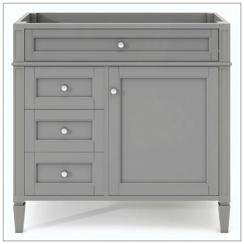 Armoire de rangement 2 tiroirs Modern Modern, Gris, Nickel brossé