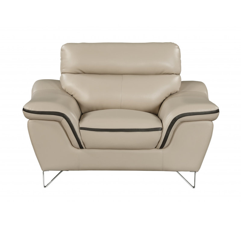 Three Piece Indoor White Genuine Leather Six Person Seating Set