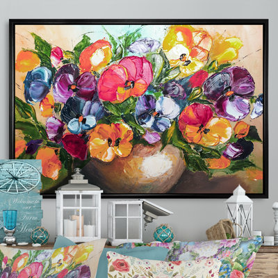 Fleurs et fruits impressionnisme - reproduction de cadre flottant sur toile