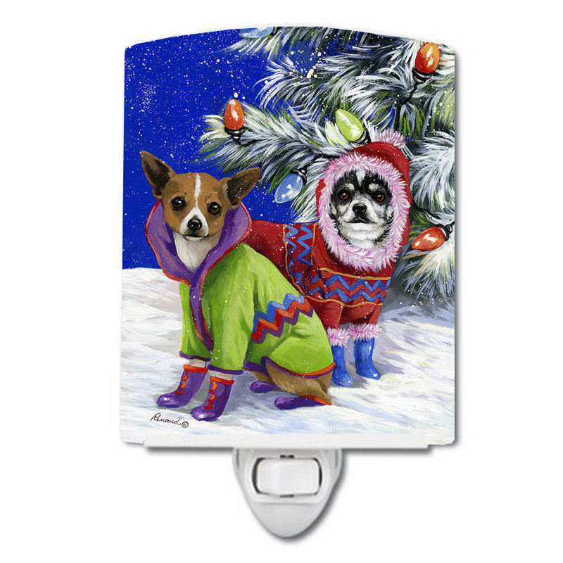 Veilleuse Boxer, Chihuahua avec flocons de neige