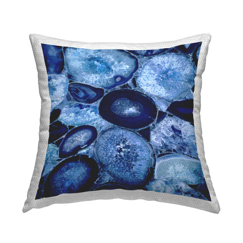 Coussin d'extérieur imprimé Blue Agate Crystal Minerals par Danielle Carson