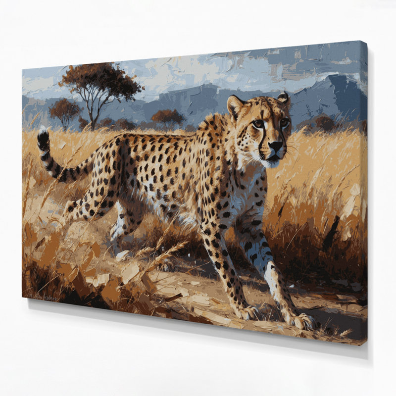 "Big Cats", art mural beige sur toile guépard de Tanzanie, H 12 po x l 18 po