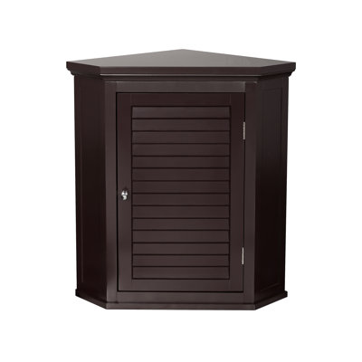 Ethan Corner Removable Corner Wall Cabinet with Faux Louvered Door for Bathroom Storage
