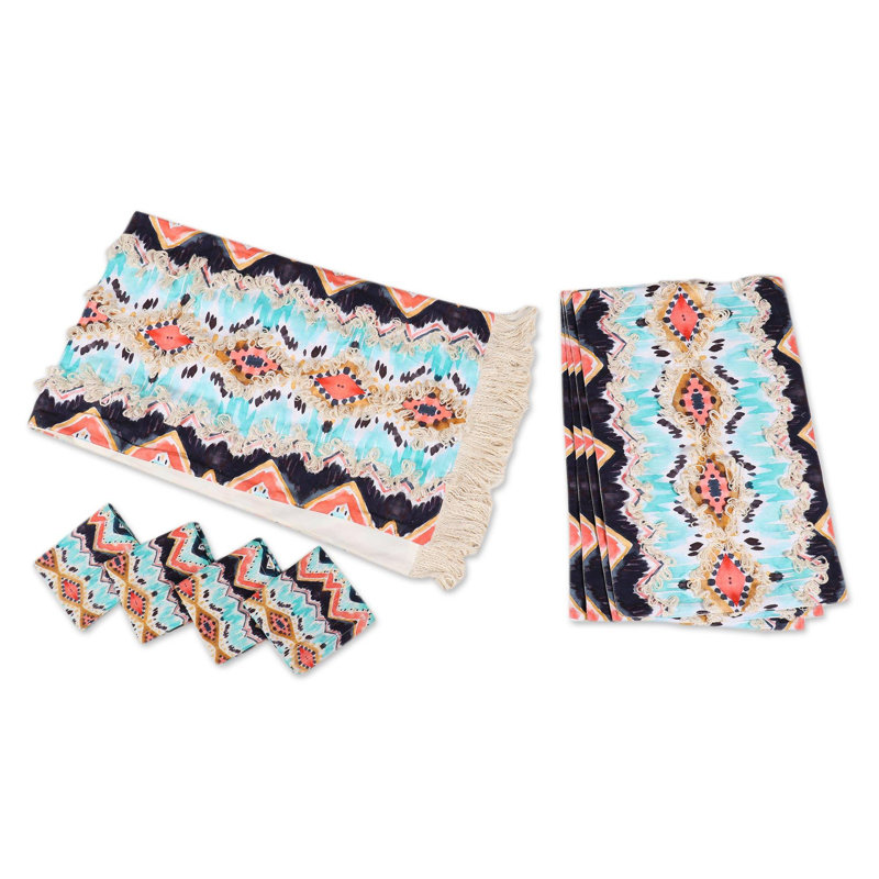 Ensemble de linge de table Foundry Select Sunset Shores et coton (ensemble pour 4)