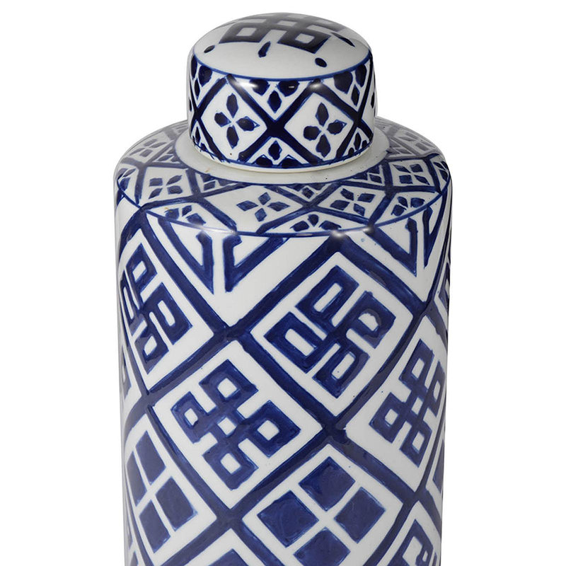 D6.3X13.8 "Bocal cylindrique bleu et blanc Valora