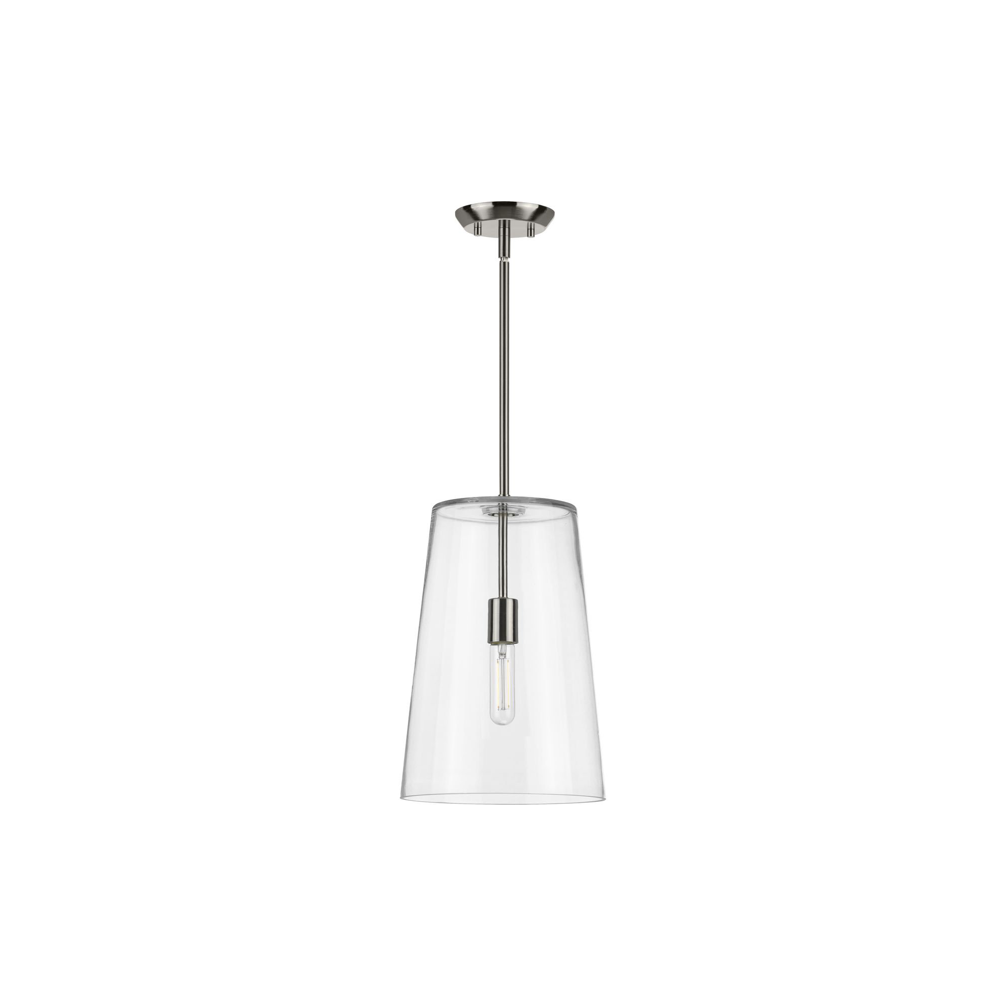 Selena Single Light Glass Dimmable Pendant, Light Silver, 15.88" H x 10.5" W x 10.5" D